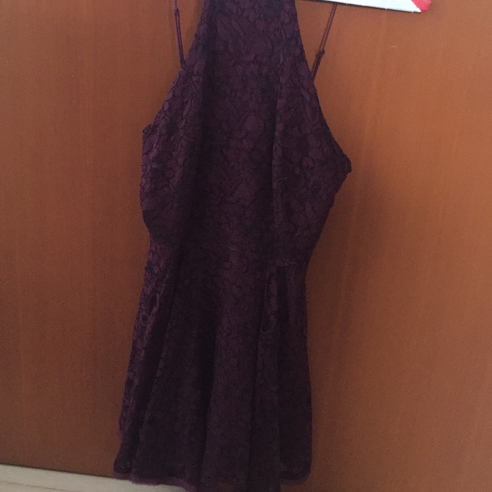 PURPLE LACE HALTER DRESS, urban outfitters